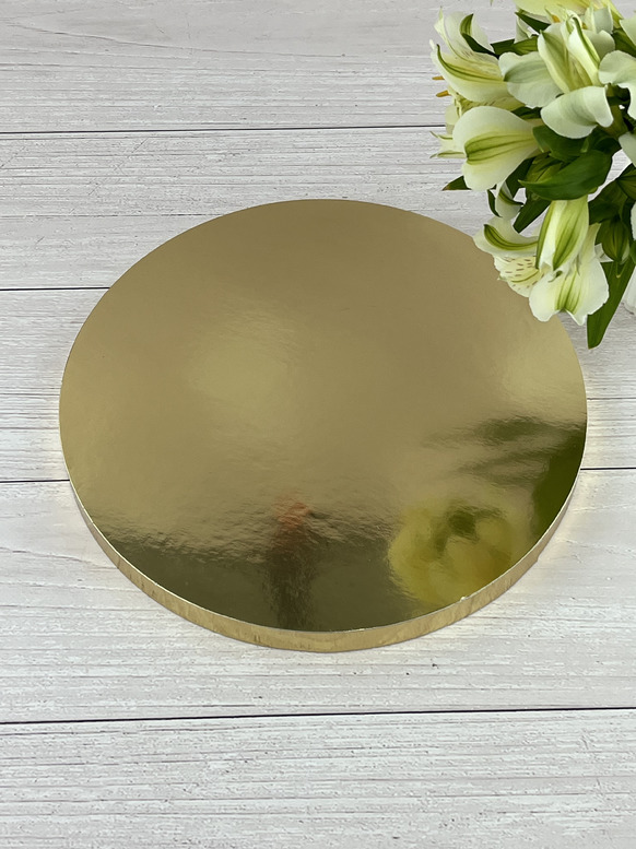 Tortenplatten, Gold D250 mm h12 mm (Wellpappe/Mehrlagenpappe) rund