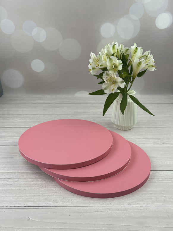 Tortenplatten, rosa D250 mm, h12 mm (Wellpappe/Mehrlagenpappe) rund